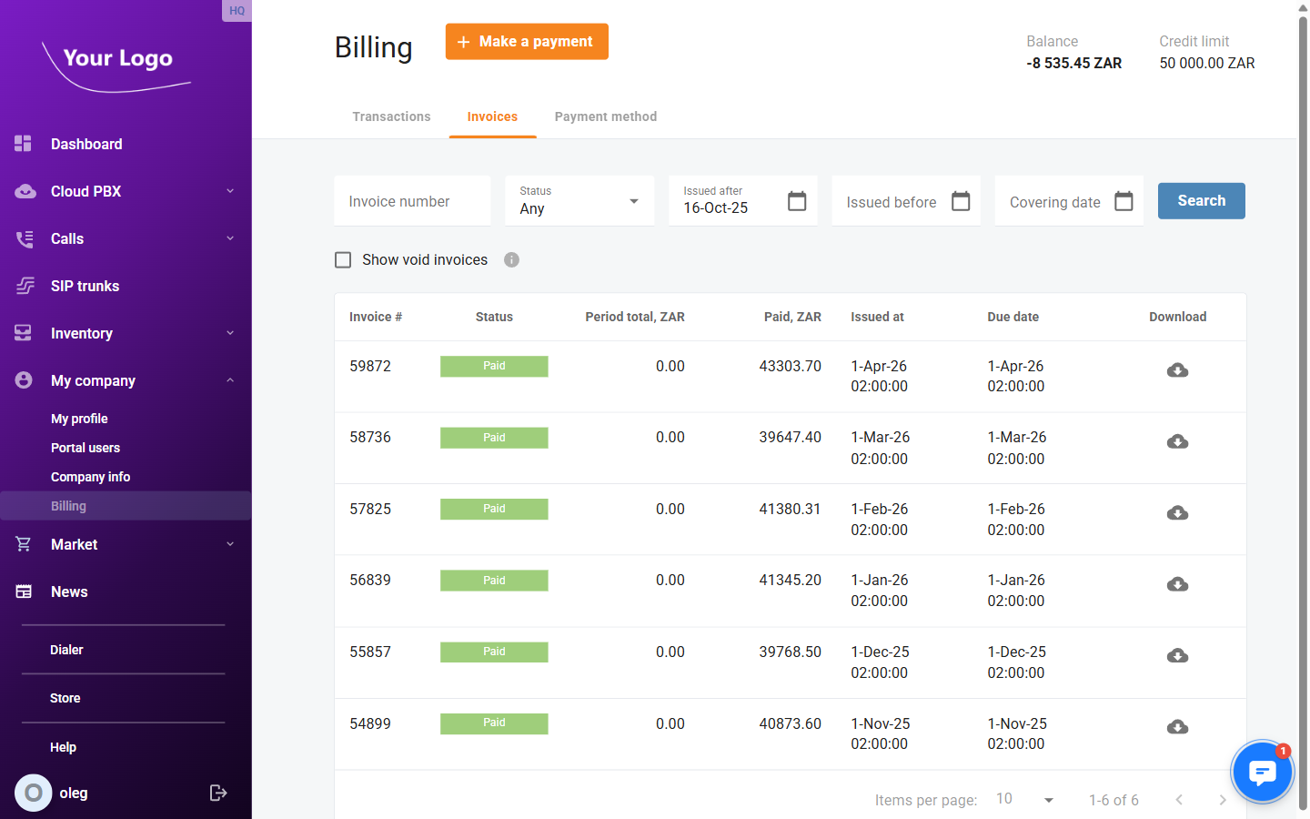 Billing Invoices