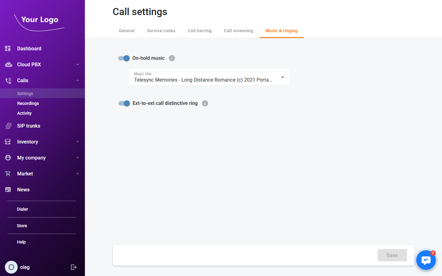 Call Settings – Music &amp; Ringing tab