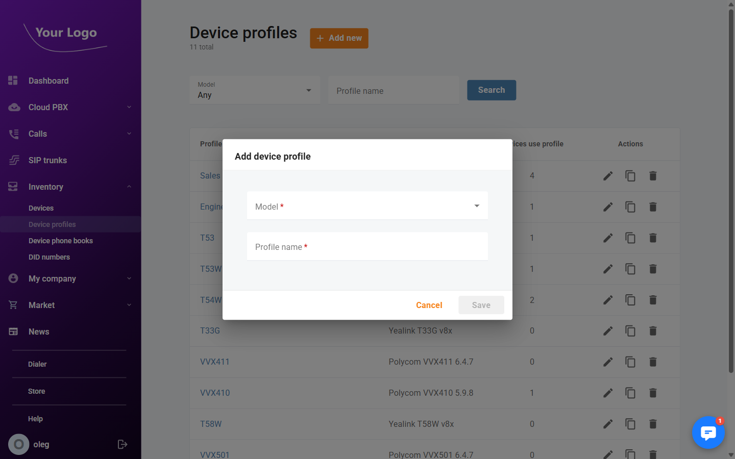 Add Device Profile Dialog