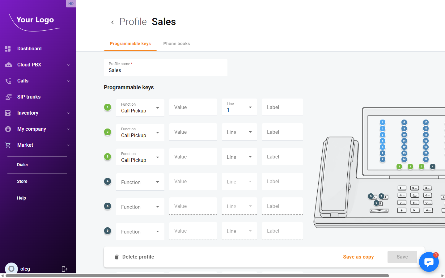 Programmable Keys Tab