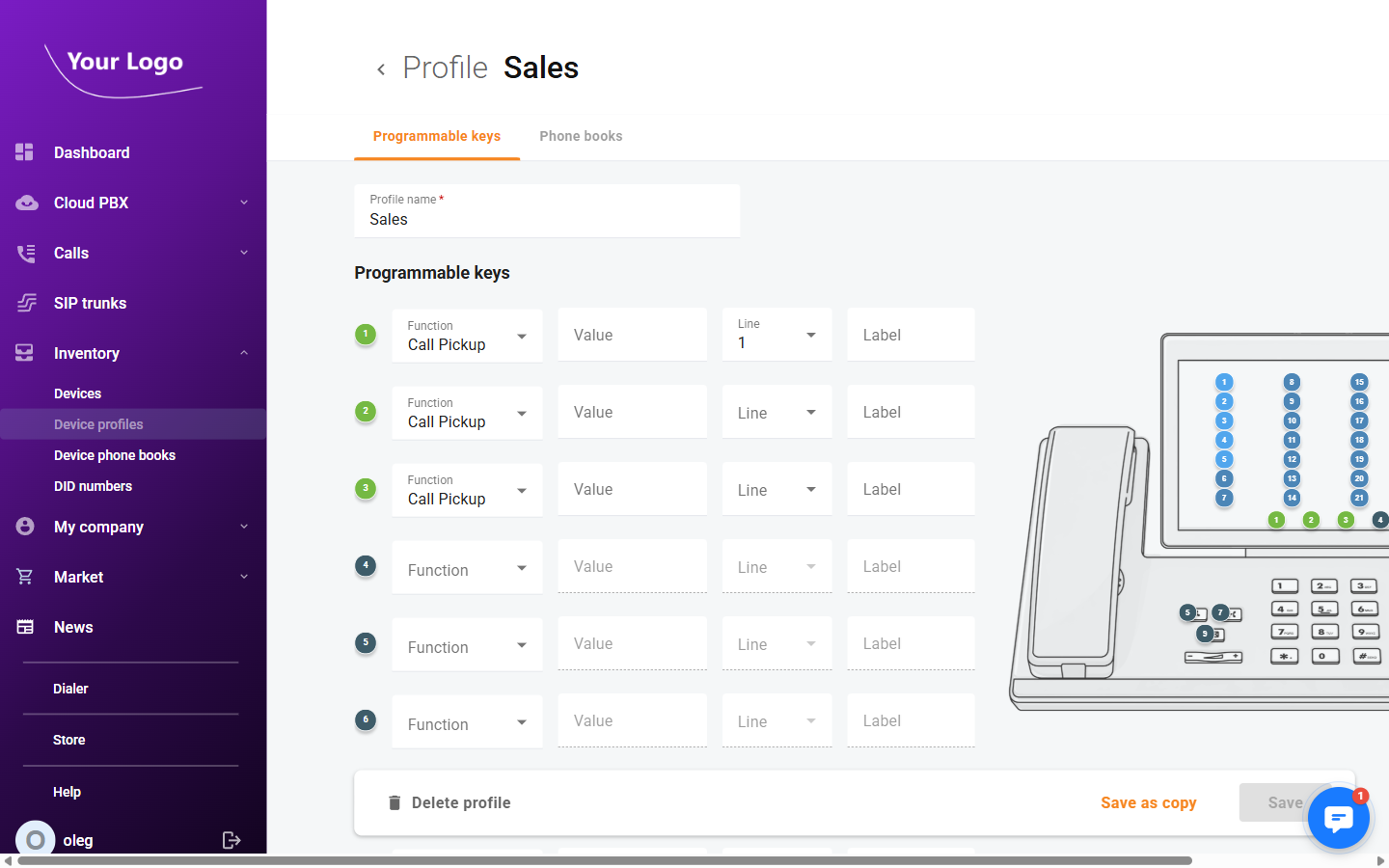 Programmable Keys Tab
