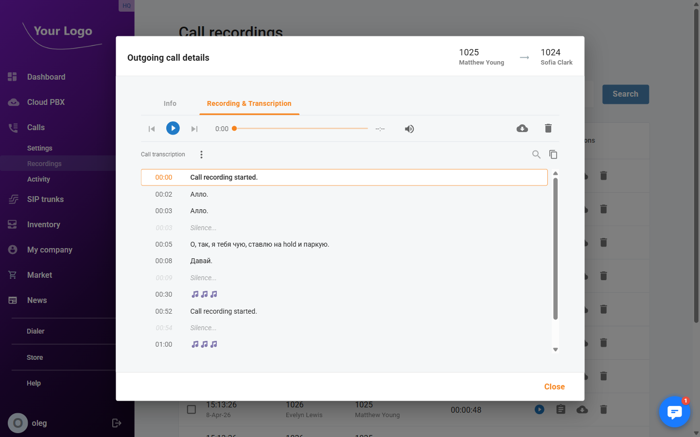 Call Detail Recording Tab