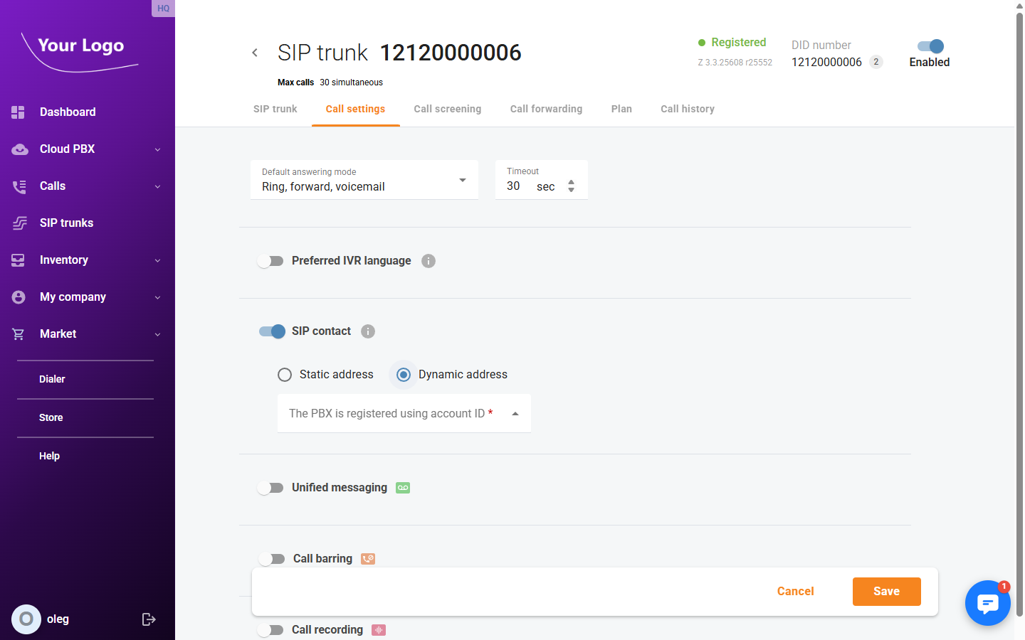 SIP Contact – Dynamic Address