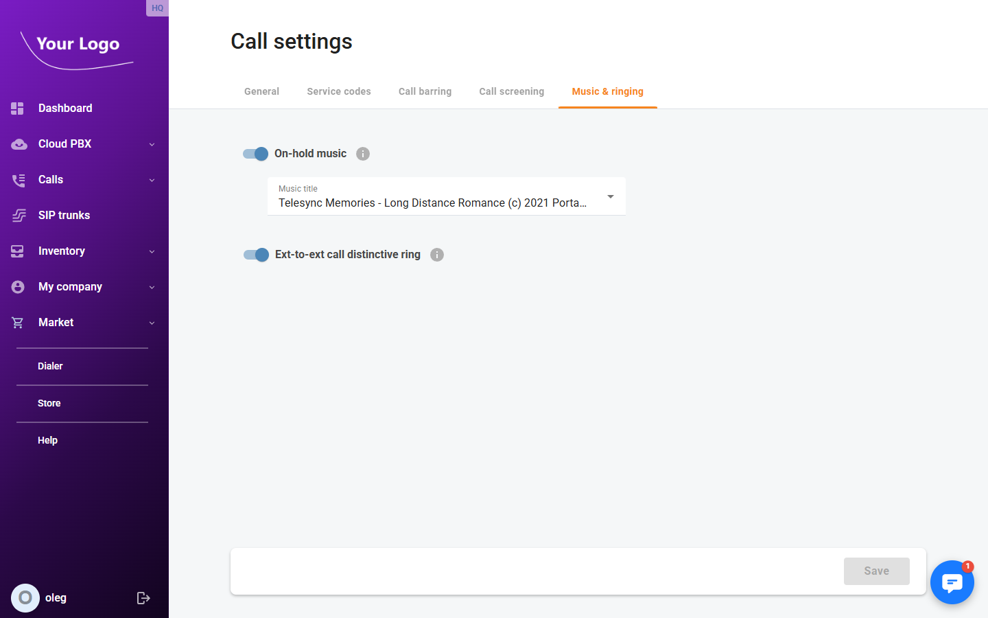 Call Settings – Music &amp; Ringing tab