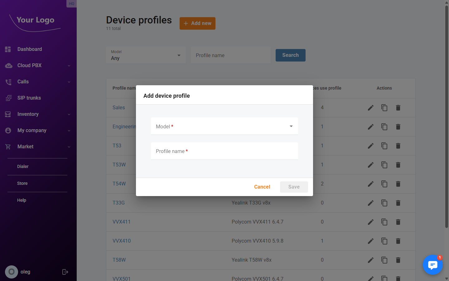 Add Device Profile Dialog