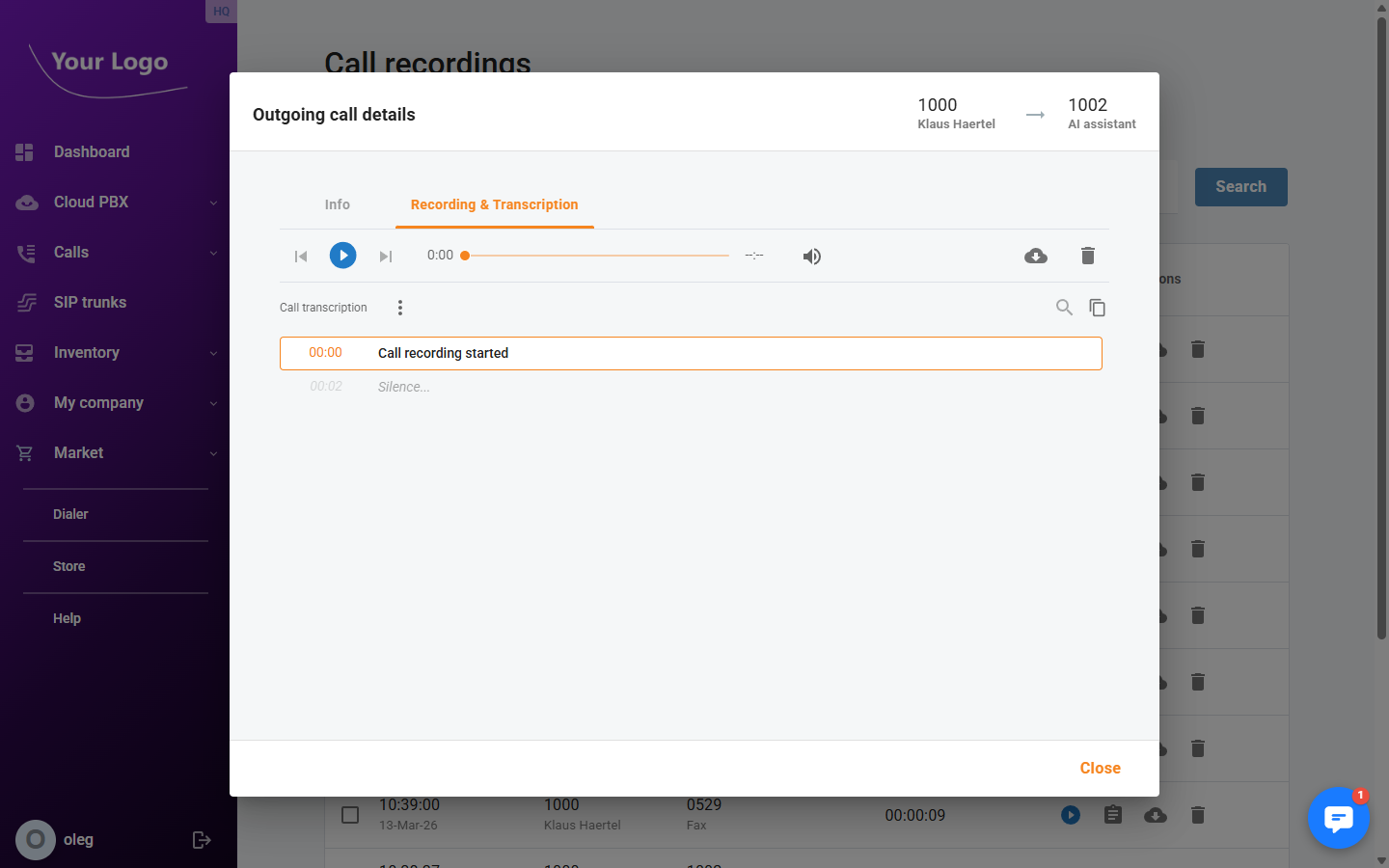 Call Detail Recording Tab