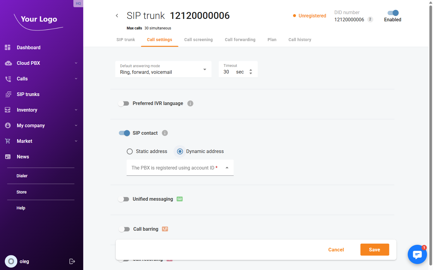 SIP Contact – Dynamic Address